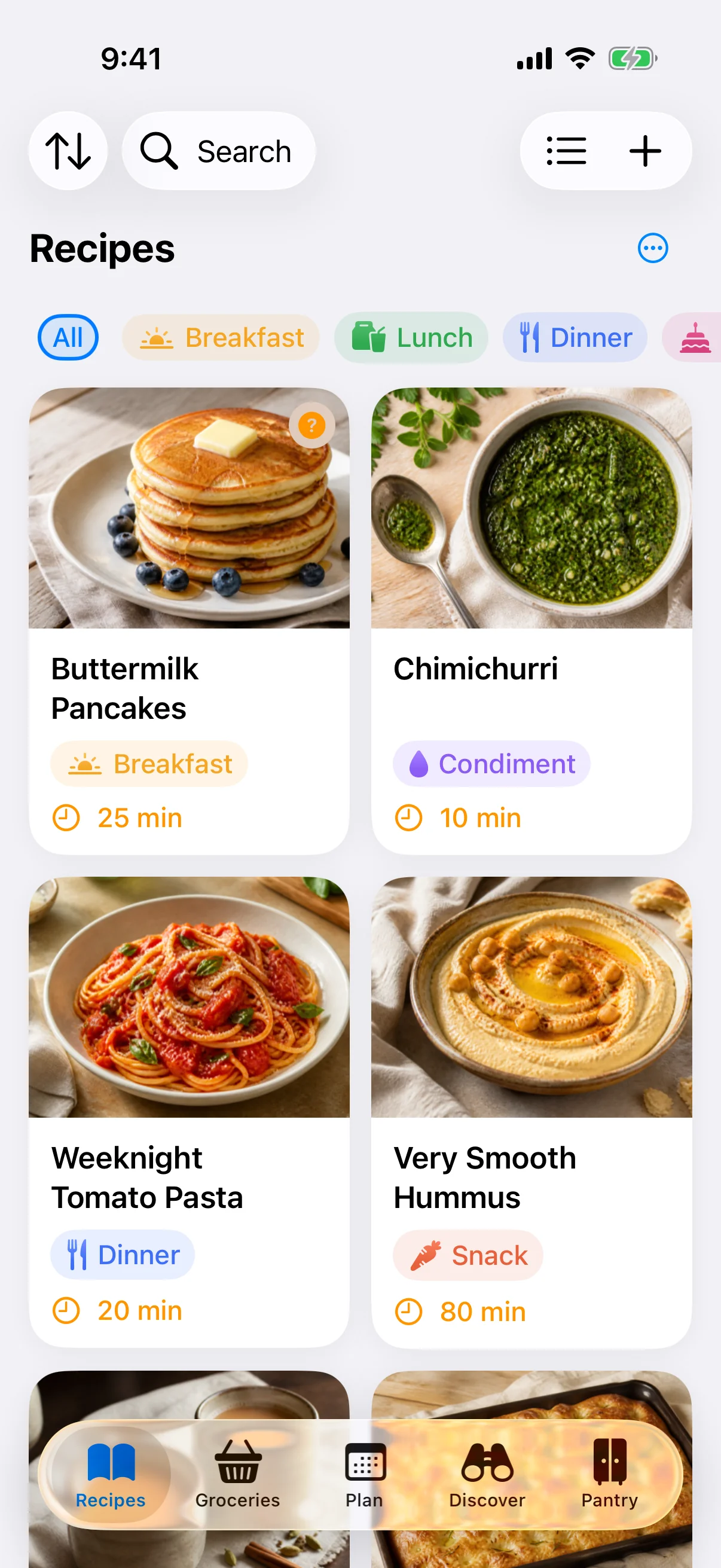 A colorful recipe library